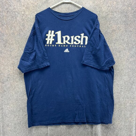 Notre Dame Irish Shirt Mens 2XL Navy Blue Football #1 Graphic Adidas The Go-To - Picture 1 of 10